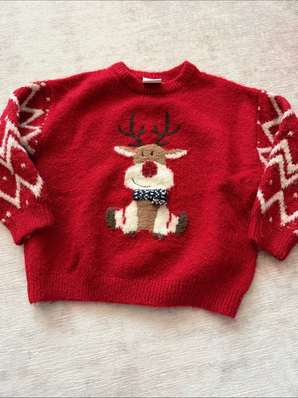 Zara Kids Red Reindeer Holiday Sweater size 2